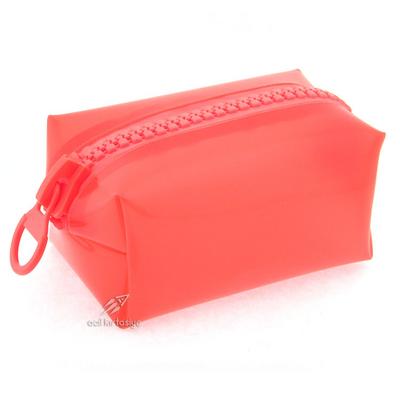 Unicus 974 Big Zip Parlak Silikon Makyaj Ve Kalem Çantası Nar Çiçeği