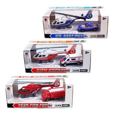 On The Road 1817B-1B Helikopter Araba Set Polis