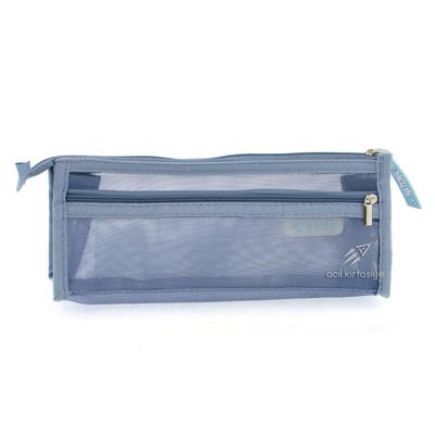 Dk 6661 File Kalem Çantası Çift Gözlü Mavi