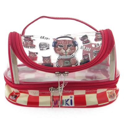 Vuki 0122-8 Şeffaf Mega Kalem Çantası Kedi