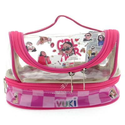 Vuki 0122-10 Şeffaf Mega Kalem Çantası Girl Power