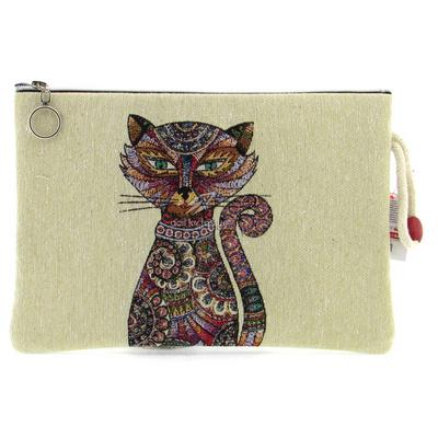 Haydibag Dokuma Tablet Çantası Motif Desenli Kedi