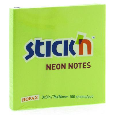 Hopax Stıck'n Yapışkanlı Not Kağıdı 76X76mm Neon Yeşil
