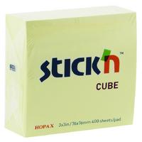 Hopax Stıck'n Cube Yapışkanlı Not Kağıdı 76X76mm Pastel Sarı 400'Lü