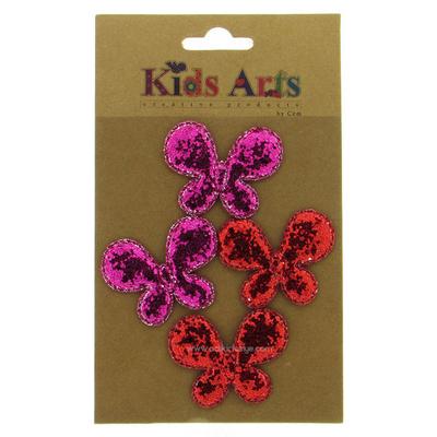 Kıds Arts Şekilli 3D Stıcker Stc-0707A Simli Kelebek Kırmızı Pembe