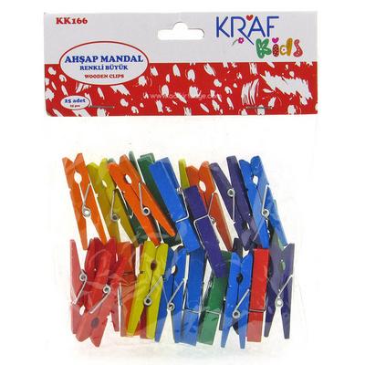 Kraf Ahşap Büyük Mandal 4,5Cm Renkli