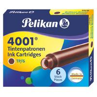 Pelikan 4001 Mürekkep Dolmakalem Kartuşu 6'Lı Kahverengi
