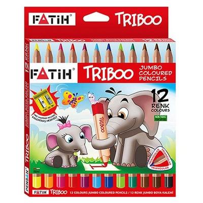Fatih Triboo Jumbo Üçgen Kuru Boya Tam Boy 12 Renk