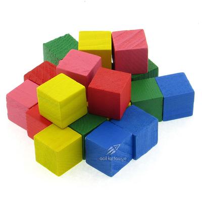 Südor Bs126 Ahşap Küp Blok Renkli 20'Li