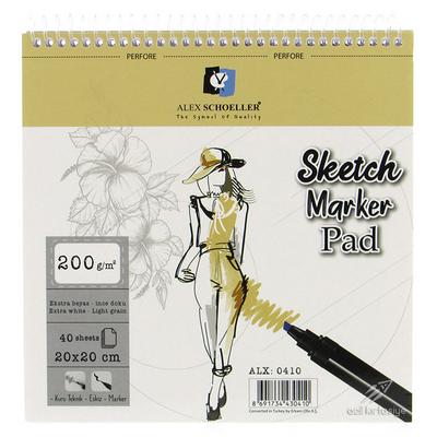 Alex Schoeller Spiralli Eskiz Sketch Marker Pad 200Gr 20X20cm 40 Yaprak