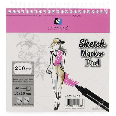 Alex Schoeller Spiralli Eskiz Sketch Marker Pad 200Gr 15X15cm 40 Yaprak