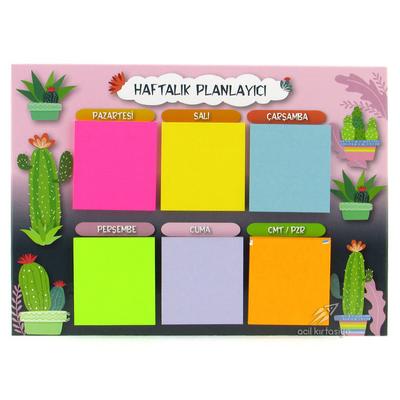 Notyaz Bh-3655 Başarı Haftalık Planlayıcı Yapışkanlı Kağıt Cactus