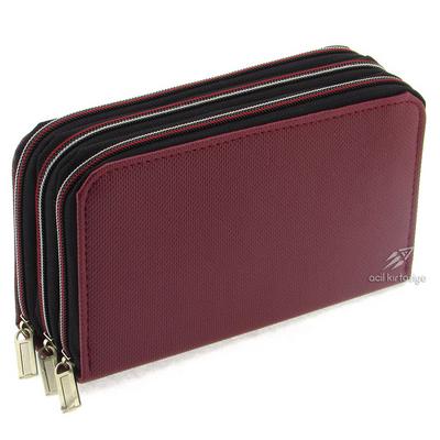 Mikro 3006 Üç Gözlü Lastikli Kalem Çantası Bordo