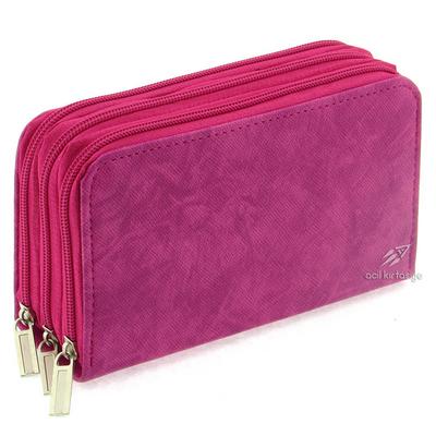 Mikro 3006 Üç Gözlü Lastikli Kalem Çantası Pembe