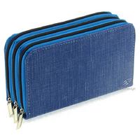 Mikro 3006 Üç Gözlü Lastikli Kalem Çantası Denim