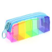 Taros 4909 Büyük Boy Silikon Zipper Gökkuşağı Kalemlik Mavi