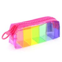 Taros 4909 Büyük Boy Silikon Zipper Gökkuşağı Kalemlik Pembe