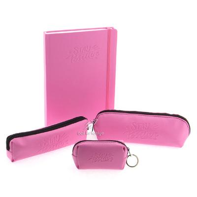 Liz Defter, Makyaj, Kalem Ve Bozuk Para Çantası Seti Stay Positive Pastel Pembe