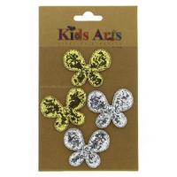 Kıds Arts Şekilli 3D Stıcker Stc-0707A Simli Kelebek Altın Gümüş
