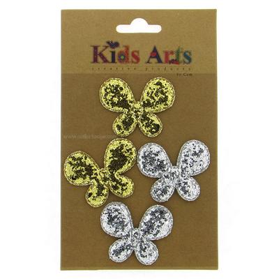 Kıds Arts Şekilli 3D Stıcker Stc-0707A Simli Kelebek Altın Gümüş
