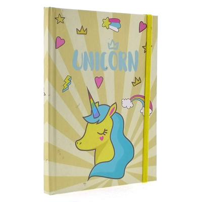 Liz Ofs129 Lastikli Defter 14X20cm Çizgili Unicorn Yellow