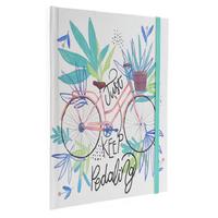 Liz Ofs129 Lastikli Defter 14X20cm Kareli Just Keep Pedaling