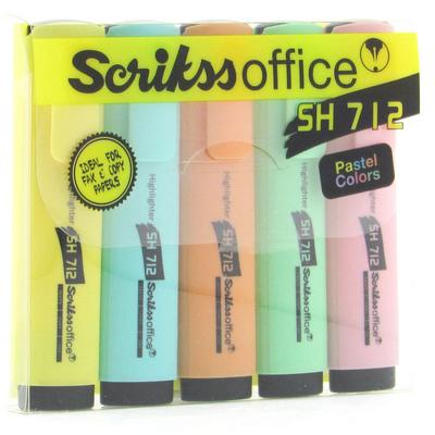 Scrikss Office Sh712 Fosforlu Kalem Pastel Set 5'Li