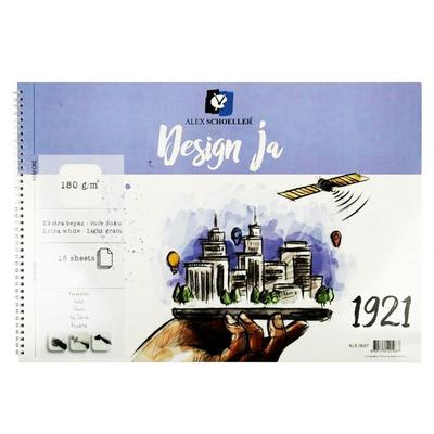 Alex Schoeller Design Ja 25X35 İnce Grenli Resim Defteri 180Gr 15 Yaprak