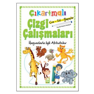 Çıkartmalı Yaz Sil Çizgi Çalışmaları Hayvanlarla İlgili Aktiviteler