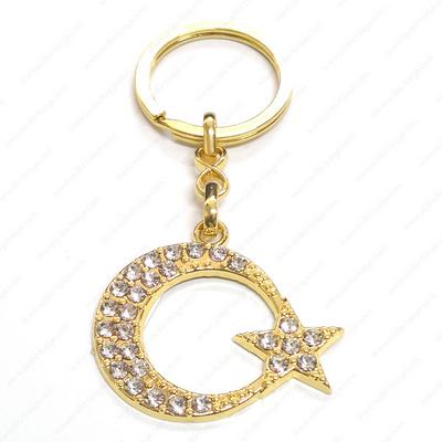 K-Gift Anahtarlık Altın Renk Ay Yıldız Beyaz