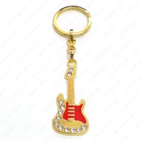 K-Gift Anahtarlık Altın Renk Gitar Kırmızı