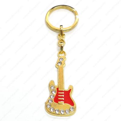 K-Gift Anahtarlık Altın Renk Gitar Kırmızı