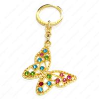 K-Gift Anahtarlık Altın Renk Kelebek Renkli Taşlı