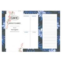 Liz Tkv02 Mıknatıslı Haftalık Planlayıcı Çiçek Siyah Mavi
