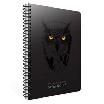 Gıpta Glow Notes Spiralli Defter A4 Büyük 80 Yaprak Çizgili Owl