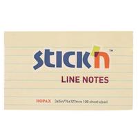 Hopax Stıck'n Yapışkanlı Not Kağıdı 76X127mm Çizgili Pastel Sarı