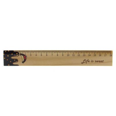 Desenli Ahşap Cetvel Kf11282 18Cm Bitter