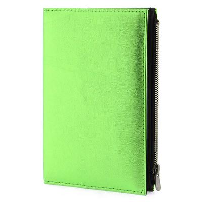 Liz Aynfrd Metalik Kapaklı Fermuar Bölmeli Defter 15X22 Çizgili Yeşil