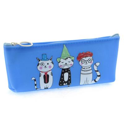 Taros 4081 Silikon Kalem Çantası Cats Mavi