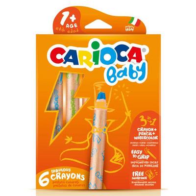 Carioca Baby 42817 Jumbo Bebek Kuru Boyası 6 Renk Kalemtıraş Hediyeli