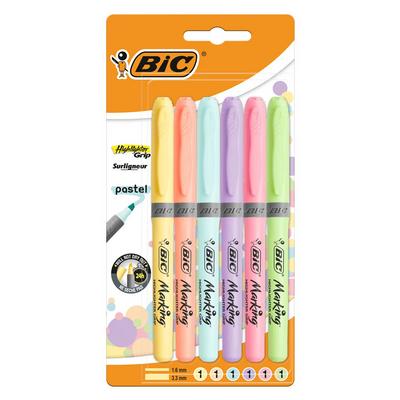 Bic Marking Highlighter Grip Fosforlu İşaretleme Kalemi Pastel 6'Lı Set