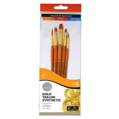 Daler Rowney 216920501 Altın Taklonlu Sentetik Fırça Seti 5'Li