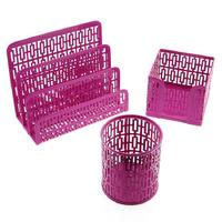 Metal Masaüstü Set Büyük 3'Lü Lines Pembe