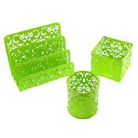 Metal Masaüstü Set Büyük 3'Lü Floral Yeşil