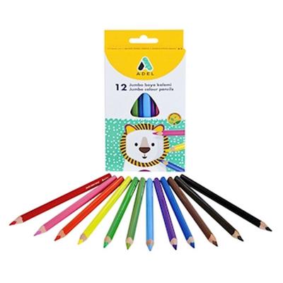 Adel Jumbo Üçgen Kuru Boya Karton Kutuda Tam Boy 12 Renk