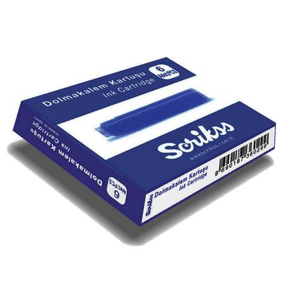 Scrikss Dolma Kalem Mürekkep Kartuşu 6'Lı Mavi-Siyah