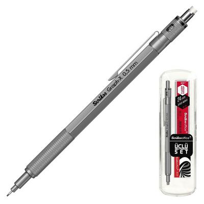 Scrikss Graph-X Versatil Kalem Üçlü Set 0,5Mm Kurşun Gri