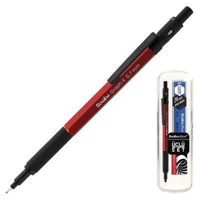 Scrikss Graph-X Versatil Kalem Üçlü Set 0,7Mm Kırmızı