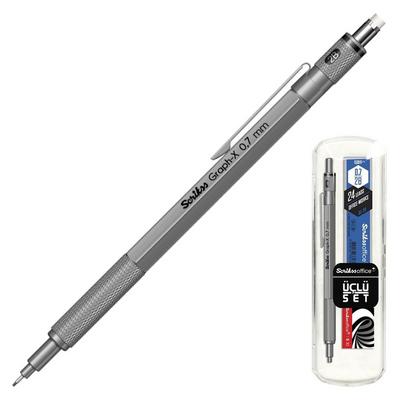 Scrikss Graph-X Versatil Kalem Üçlü Set 0,7Mm Kurşun Gri