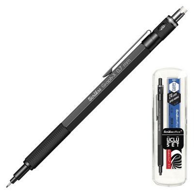 Scrikss Graph-X Versatil Kalem Üçlü Set 0,7Mm Mat Siyah